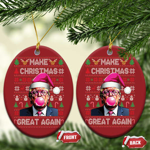 Trump Christmas Pink Bubble Gum Christmas Ornament Make Christmas Great Again Ugly Sweater TS02 Oval Red Print Your Wear