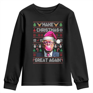 Trump Christmas Pink Bubble Gum Youth Sweatshirt Make Christmas Great Again Ugly Sweater TS02 Black Print Your Wear