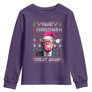 Trump Christmas Pink Bubble Gum Youth Sweatshirt Make Christmas Great Again Ugly Sweater TS02 Purple Print Your Wear
