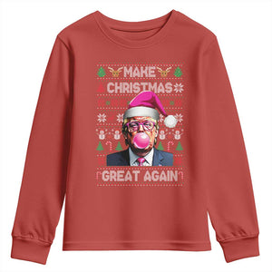 Trump Christmas Pink Bubble Gum Youth Sweatshirt Make Christmas Great Again Ugly Sweater TS02 Red Print Your Wear