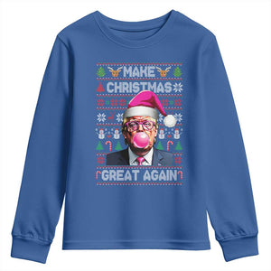 Trump Christmas Pink Bubble Gum Youth Sweatshirt Make Christmas Great Again Ugly Sweater TS02 Royal Blue Print Your Wear