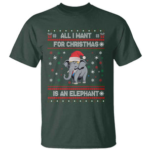 Trump Christmas T Shirt All I Want For Christmas Is An Elephant Republican TS02 Dark Forest Green Print Your Wear