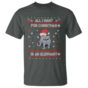 Trump Christmas T Shirt All I Want For Christmas Is An Elephant Republican TS02 Dark Heather Print Your Wear