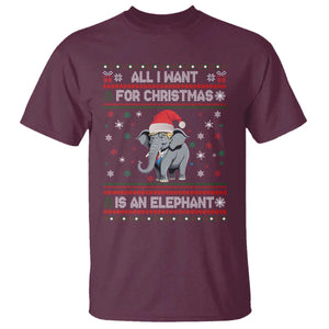 Trump Christmas T Shirt All I Want For Christmas Is An Elephant Republican TS02 Maroon Print Your Wear