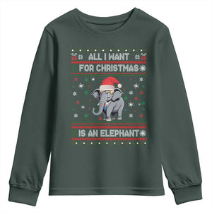Trump Christmas Youth Sweatshirt All I Want For Christmas Is An Elephant Republican TS02 Dark Forest Green Print Your Wear
