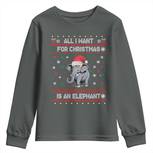 Trump Christmas Youth Sweatshirt All I Want For Christmas Is An Elephant Republican TS02 Dark Heather Print Your Wear