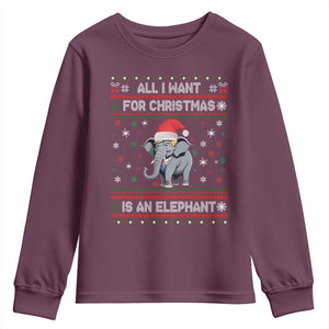 Trump Christmas Youth Sweatshirt All I Want For Christmas Is An Elephant Republican TS02 Maroon Print Your Wear