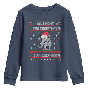 Trump Christmas Youth Sweatshirt All I Want For Christmas Is An Elephant Republican TS02 Navy Print Your Wear