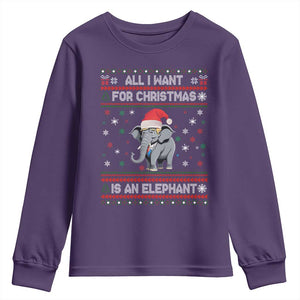 Trump Christmas Youth Sweatshirt All I Want For Christmas Is An Elephant Republican TS02 Purple Print Your Wear