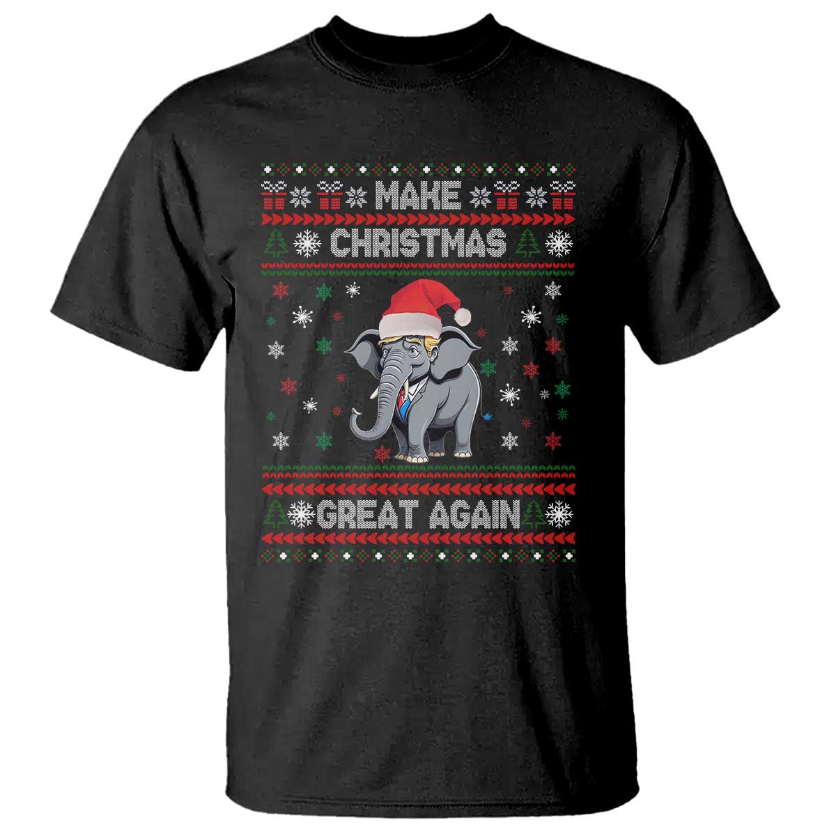 Trump Christmas T Shirt Make Christmas Great Again Republican Elephant Ugly Sweater TS02 Black Print Your Wear