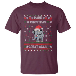 Trump Christmas T Shirt Make Christmas Great Again Republican Elephant Ugly Sweater TS02 Maroon Print Your Wear