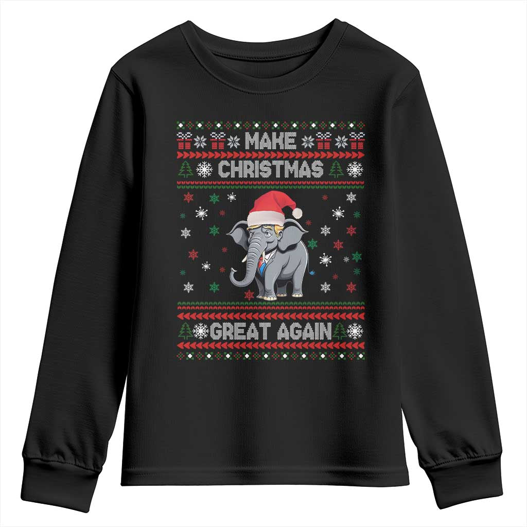 Trump Christmas Youth Sweatshirt Make Christmas Great Again Republican Elephant Ugly Sweater TS02 Black Print Your Wear