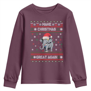 Trump Christmas Youth Sweatshirt Make Christmas Great Again Republican Elephant Ugly Sweater TS02 Maroon Print Your Wear