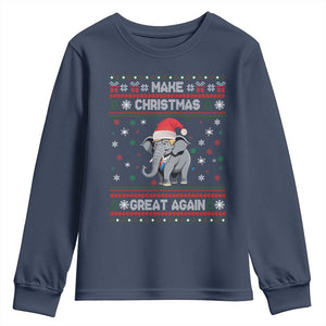 Trump Christmas Youth Sweatshirt Make Christmas Great Again Republican Elephant Ugly Sweater TS02 Navy Print Your Wear