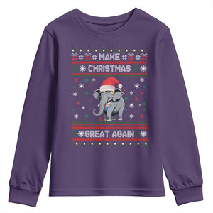 Trump Christmas Youth Sweatshirt Make Christmas Great Again Republican Elephant Ugly Sweater TS02 Purple Print Your Wear