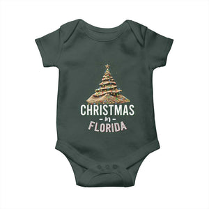 Christmas In Florida Baby Onesie Sand Xmas Tree Lights Family Vacation TS02 Print Your Wear