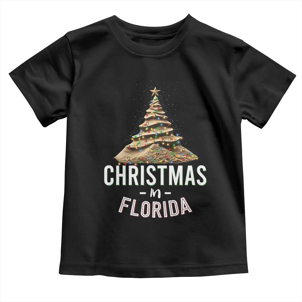 Christmas In Florida Baby Shirt Sand Xmas Tree Lights Family Vacation TS02 Black Print Your Wear