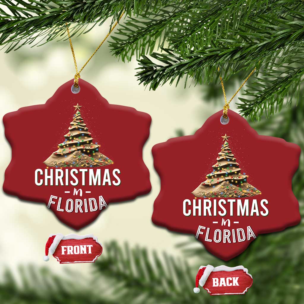 Christmas In Florida Christmas Ornament Sand Xmas Tree Lights Family Vacation TS02 Snow Flake Red Print Your Wear