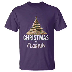 Christmas In Florida T Shirt Sand Xmas Tree Lights Family Vacation TS02 Purple Print Your Wear