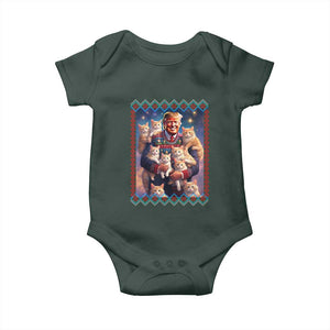 Christmas Trump With Cats Baby Onesie Cat For Trump Xmas 2024 Ugly Sweater TS02 Print Your Wear