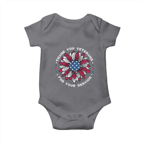 Thank You Veterans Baby Onesie American Flag Sunflower Military Tribute TS02 Charcoal Print Your Wear