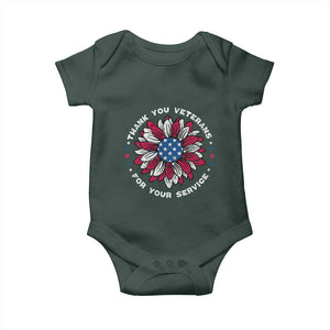Thank You Veterans Baby Onesie American Flag Sunflower Military Tribute TS02 Print Your Wear