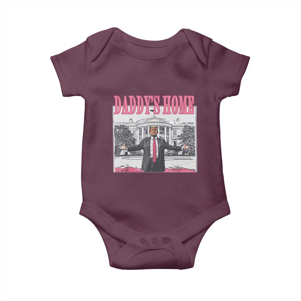 Trump Won 2024 Pink Baby Onesie Daddy's Home TS02 Maroon Print Your Wear