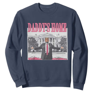 Trump Won 2024 Pink Sweatshirt Daddy's Home TS02 Navy Print Your Wear