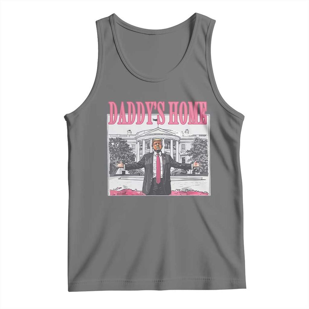 Trump Won 2024 Pink Tank Top Daddy's Home TS02 Black Heather Print Your Wear