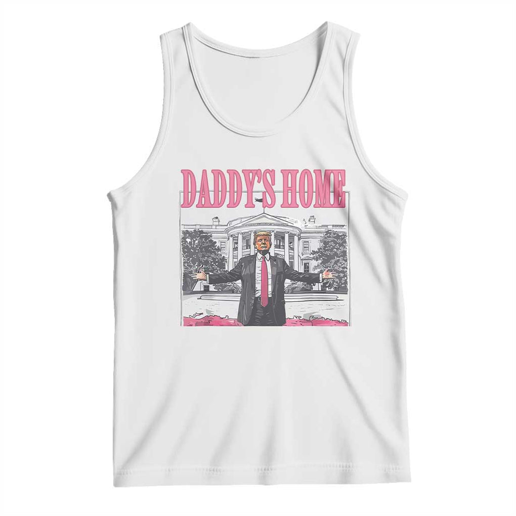 Trump Won 2024 Pink Tank Top Daddy's Home TS02 White Print Your Wear