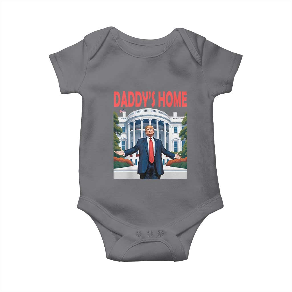 Trump Won 2024 Baby Onesie Trump Daddys Home White House TS02 Charcoal Print Your Wear
