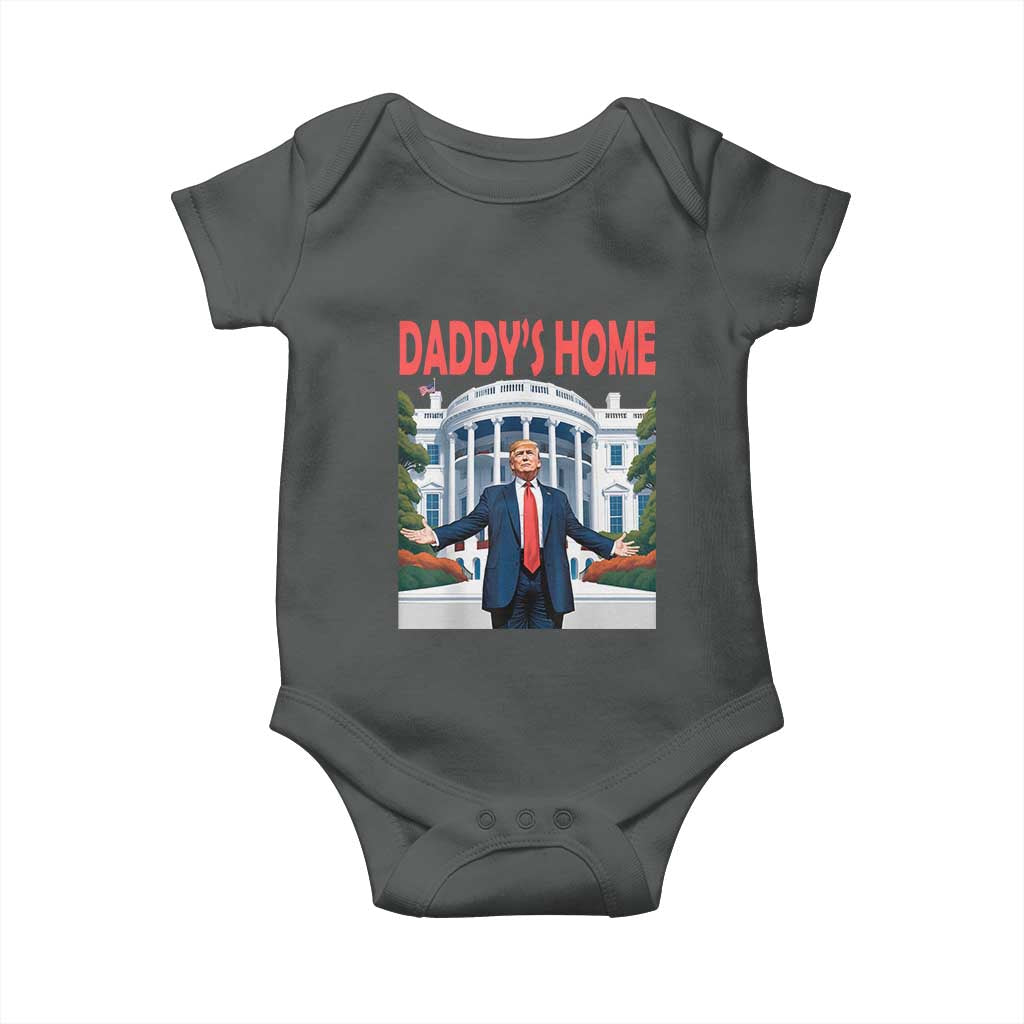 Trump Won 2024 Baby Onesie Trump Daddys Home White House TS02 Dark Heather Print Your Wear