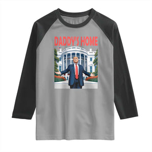 Trump Won 2024 Raglan Shirt Trump Daddys Home White House TS02 Sport Gray Black Print Your Wear