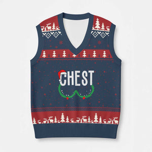 Xmas Matching Couple V-Neck Knit Sweater Vest Chestnuts Funny Xmas Chest TS02 Navy Red Print Your Wear
