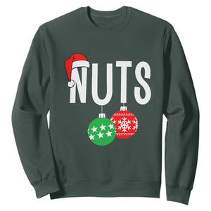 Christmas Matching Couple Sweatshirt Chestnuts Funny Xmas Nuts TS02 Dark Forest Green Print Your Wear