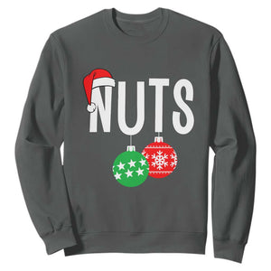Christmas Matching Couple Sweatshirt Chestnuts Funny Xmas Nuts TS02 Dark Heather Print Your Wear