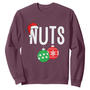 Christmas Matching Couple Sweatshirt Chestnuts Funny Xmas Nuts TS02 Maroon Print Your Wear