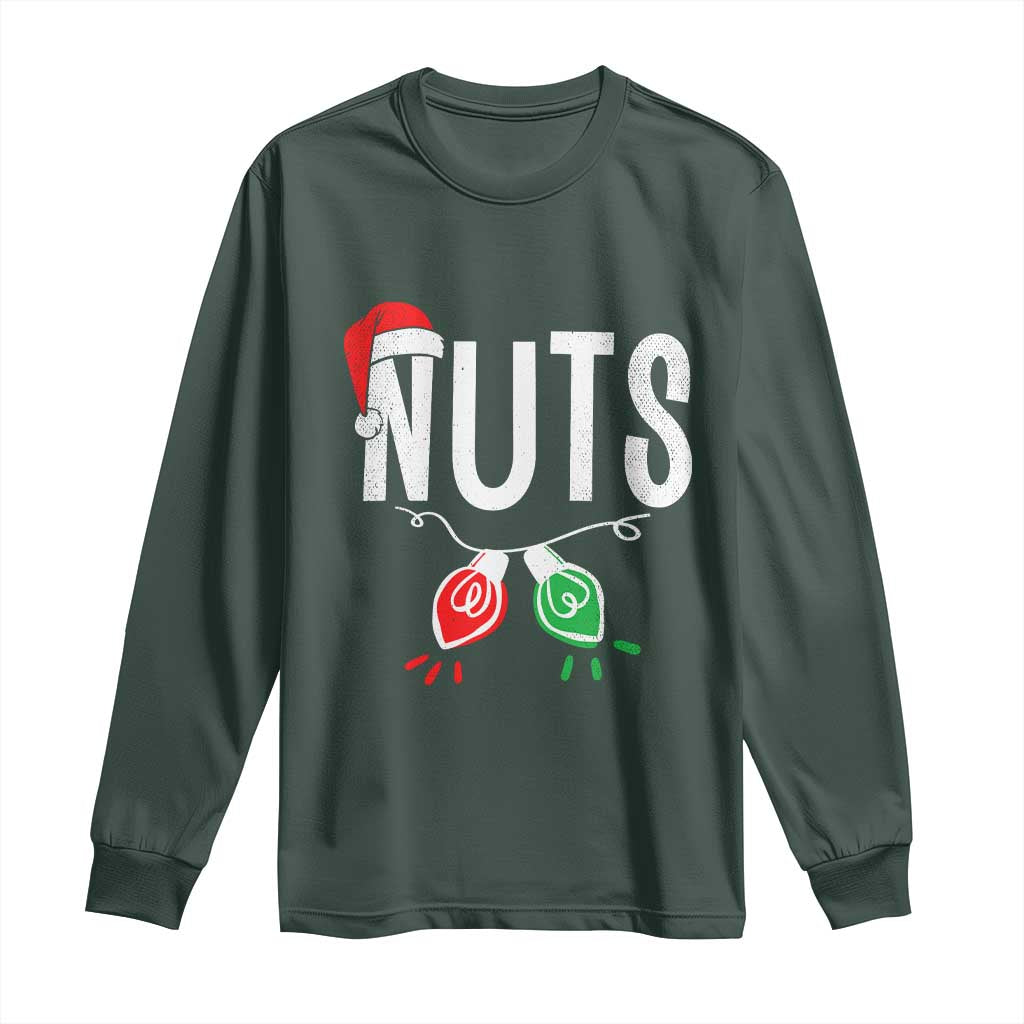 Christmas Matching Couple Long Sleeve Shirt Chestnuts Xmas Funny Nuts TS02 Dark Forest Green Print Your Wear