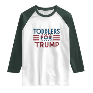 Trump 2024 Raglan Shirt Toddlers for Trump Kids Trump 2024 TS02 White Dark Forest Green Print Your Wear