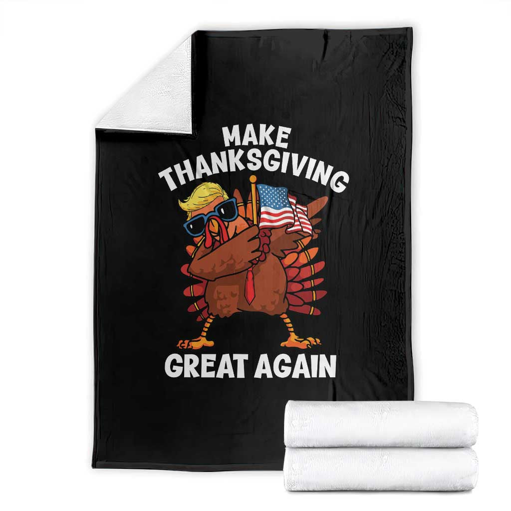 Make Thanksgiving Great Again Throw Blanket Dabbing Turkey Trump American Flag TS02 Black Print Your Wear