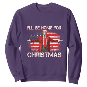 Trump 2024 Sweatshirt Trump 2024 I'll Be Home For Christmas Funny Trump Xmas 2024 TS02 Purple Print Your Wear