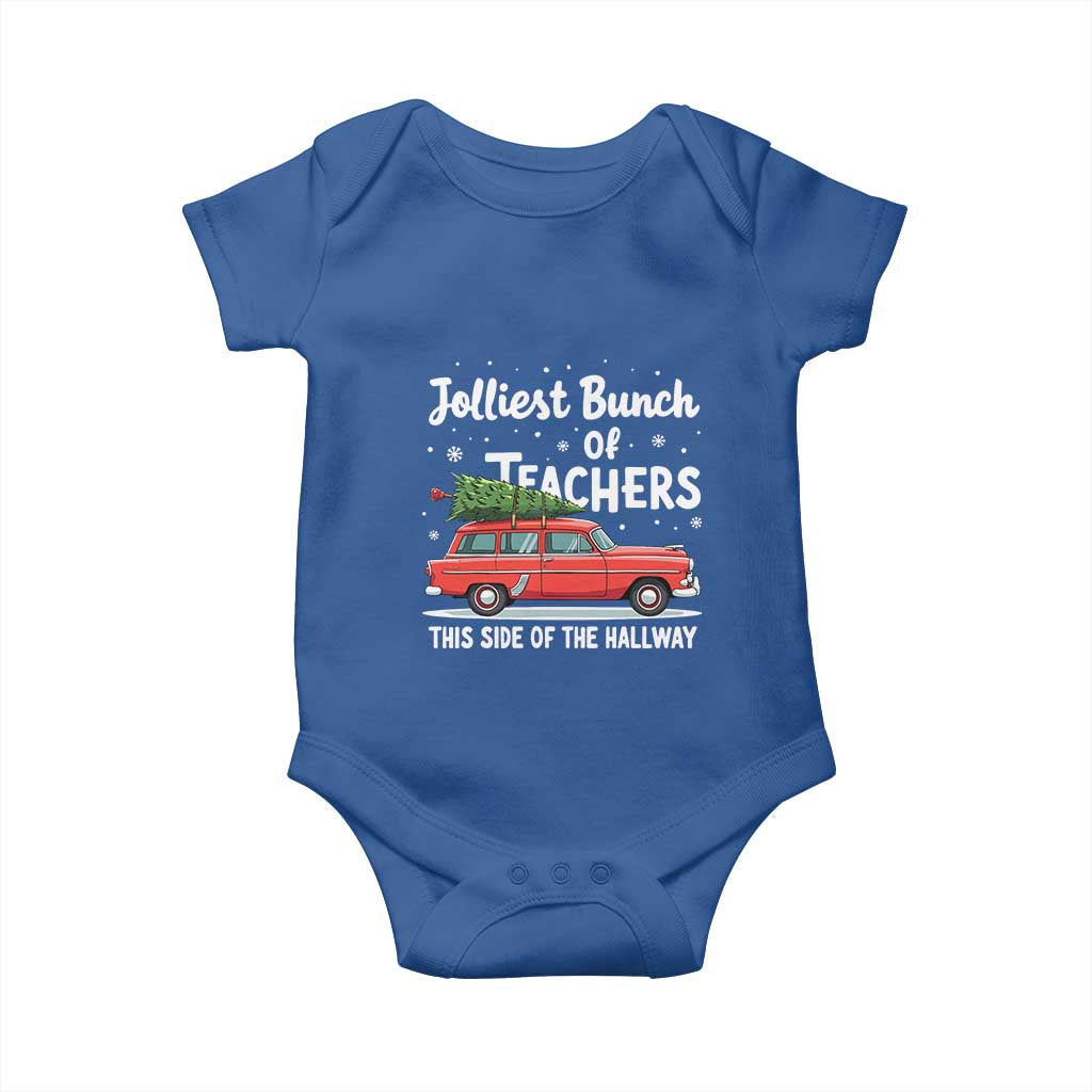 Funny Christmas Teacher Baby Onesie Jolliest Bunch Of Teachers This Side Of The Hallway Xmas PJ Gift TS02 Royal Blue Print Your Wear