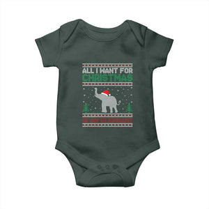 Christmas Elephant Baby Onesie All I Want for Xmas Is An Elephant Ugly Sweater TS02 Print Your Wear