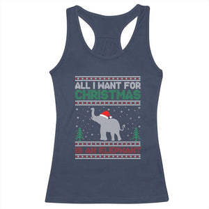 Christmas Elephant Racerback Tank Top All I Want for Xmas Is An Elephant Ugly Sweater TS02 Navy Print Your Wear