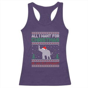 Christmas Elephant Racerback Tank Top All I Want for Xmas Is An Elephant Ugly Sweater TS02 Purple Print Your Wear
