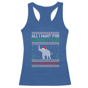 Christmas Elephant Racerback Tank Top All I Want for Xmas Is An Elephant Ugly Sweater TS02 Royal Blue Print Your Wear