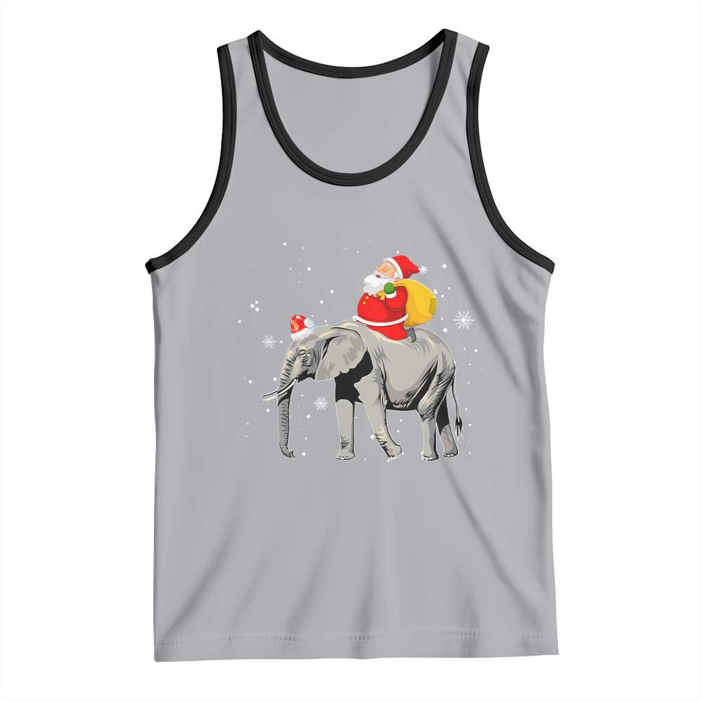 Christmas Santa Riding Elephant Tank Top Xmas Tree Light Funny Festive TS02 Athletic Heather Black Print Your Wear