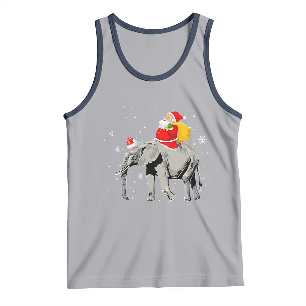 Christmas Santa Riding Elephant Tank Top Xmas Tree Light Funny Festive TS02 Athletic Heather Navy Print Your Wear
