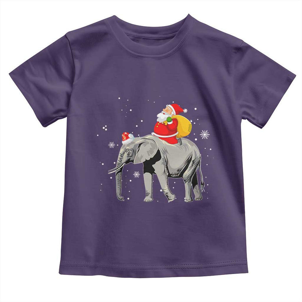 Christmas Santa Riding Elephant Toddler T Shirt Xmas Tree Light Funny Festive TS02 Purple Print Your Wear