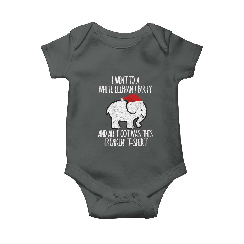 Funny White Elephant Christmas Baby Onesie I Went To A White Party And Got This Gift Exchange TS02 Dark Heather Print Your Wear